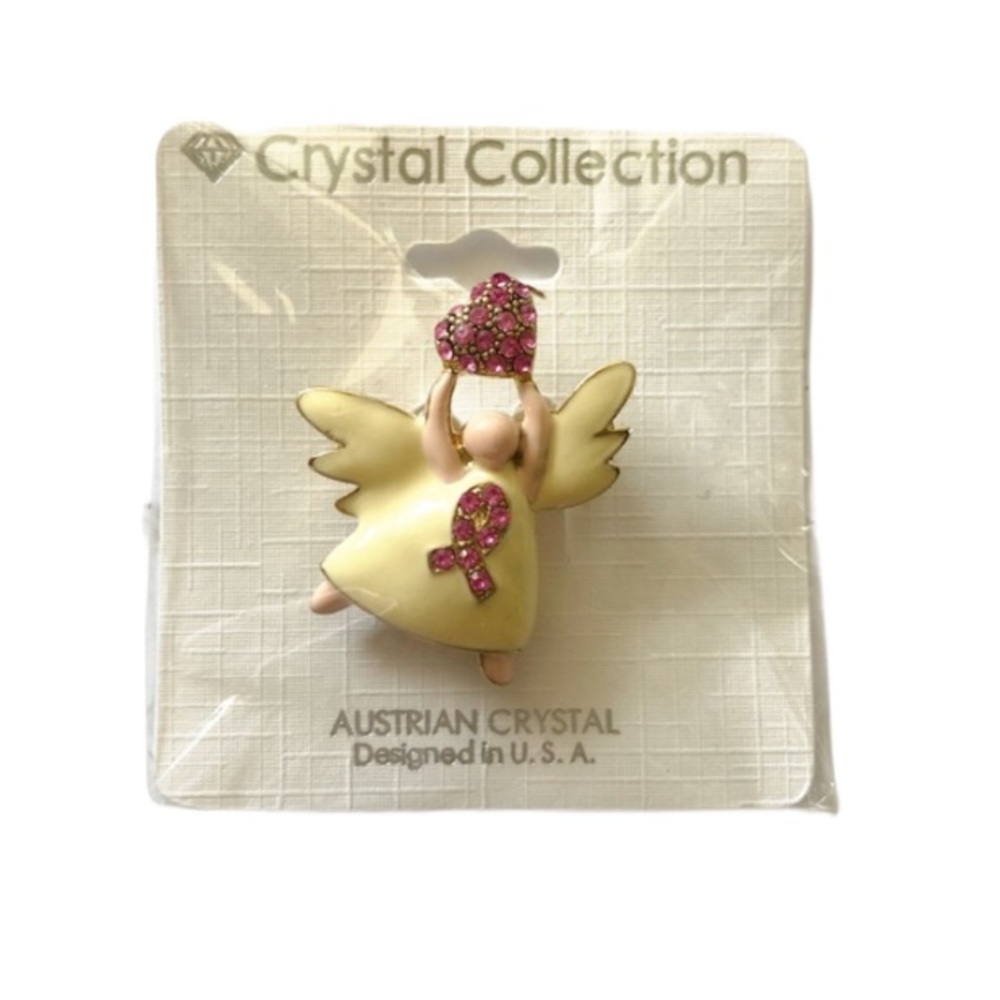 Breast Cancer Angel with Pink Ribbon crystals